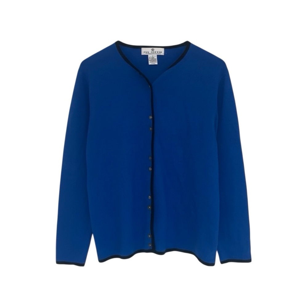 The Studio‎ John Meyer of Norwich Vintage Cardigan Women’s XL Blue Black Trim